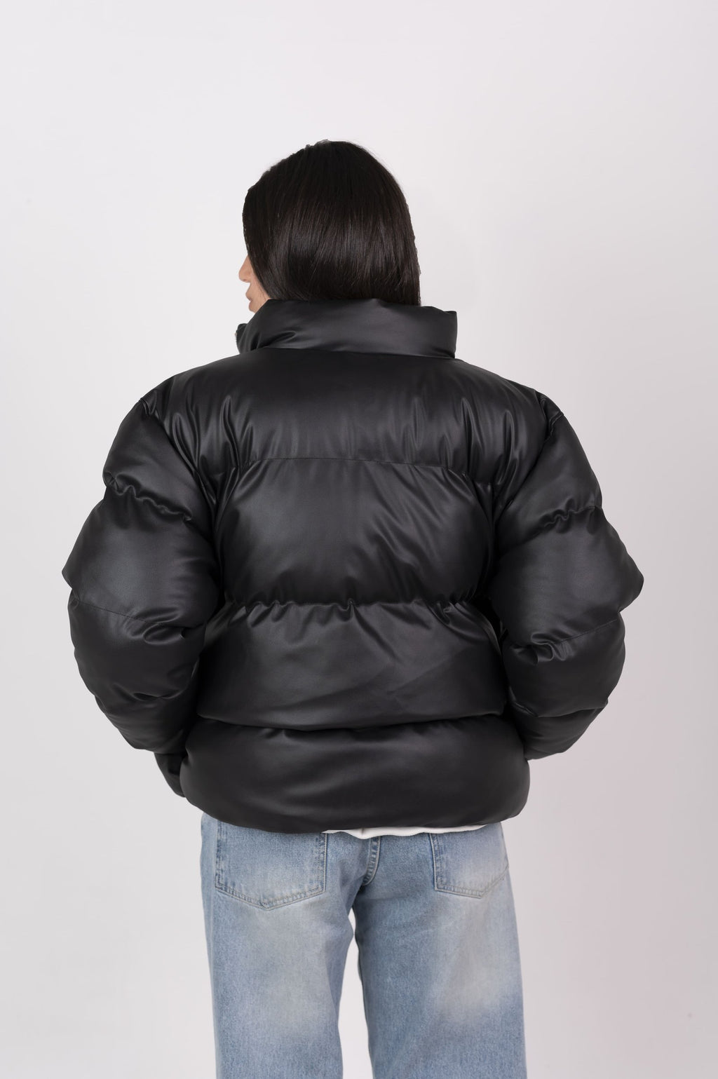 Women’s Leather Puffer Jacket