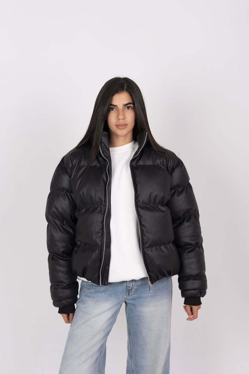 Women’s Leather Puffer Jacket