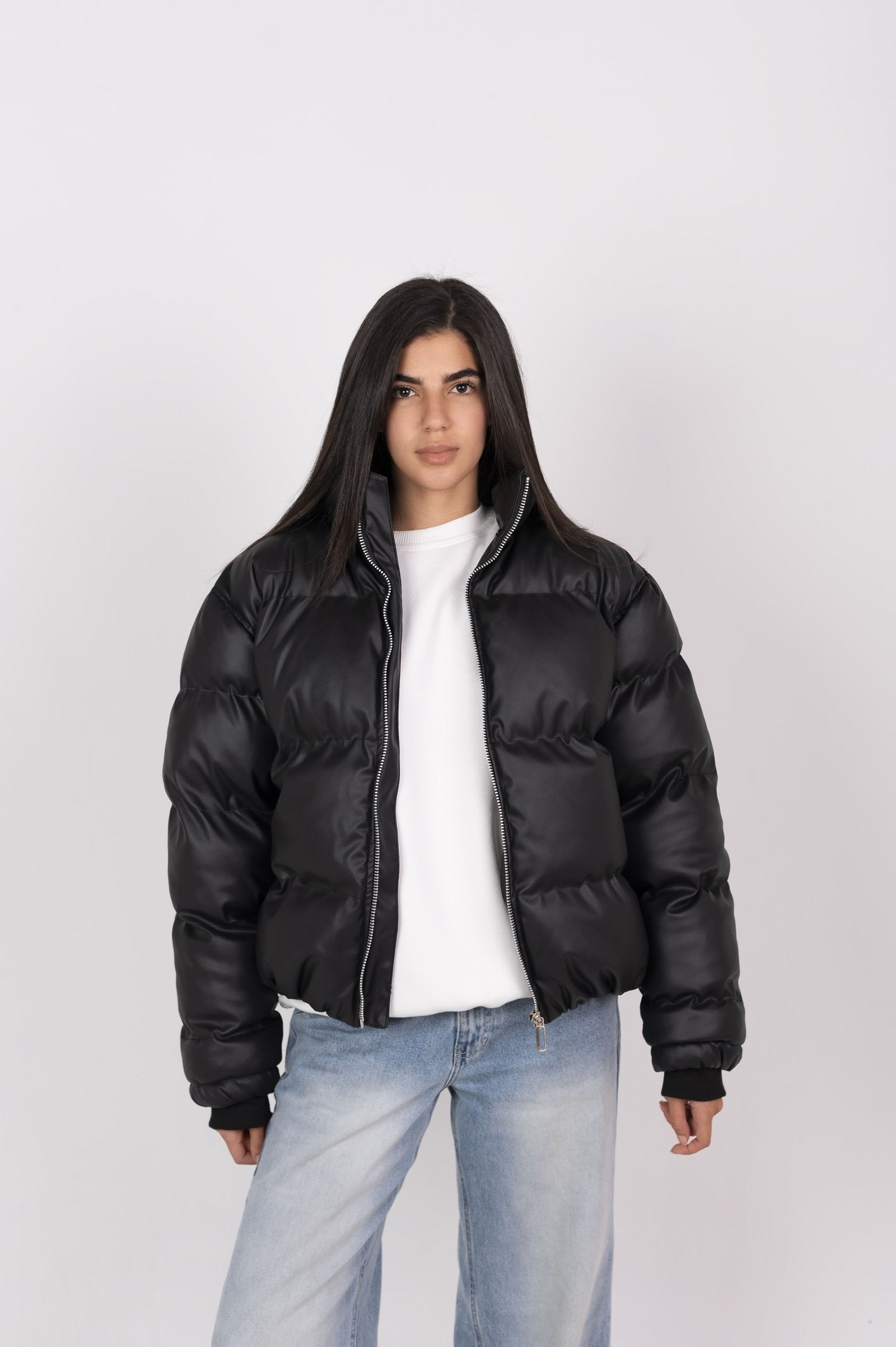 Women’s Leather Puffer Jacket