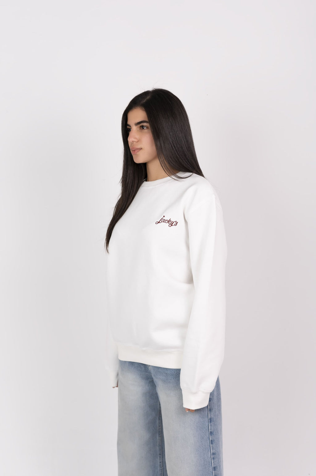 Women’s White Basic Crewneck